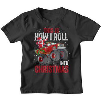 Dabbing Santa Claus Monster Truck Boys Christmas Xmas Truck Youth T-shirt - Thegiftio UK