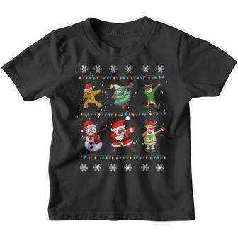 Dabbing Santa Elf Friends Cute Snowman Christmas Tree Boys Youth T-shirt - Thegiftio UK