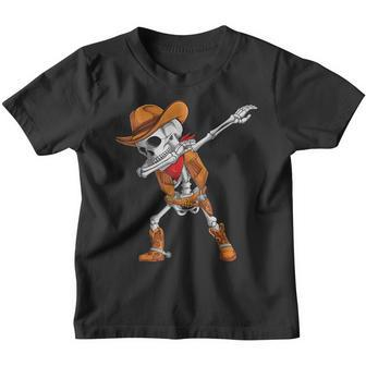 Dabbing Skeleton Cowboy Halloween Costume Kids Boys Men Dab Youth T-shirt | Mazezy