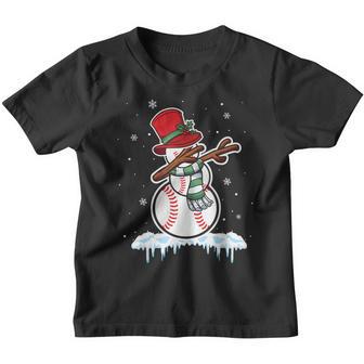 Dabbing Snowman Baseball Ball Santa Christmas Pajama Xmas Youth T-shirt - Thegiftio UK