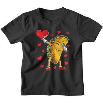 Dabbing Taco Heart Love Valentines Day Boys Kids Food Lover Youth T-shirt - Thegiftio UK