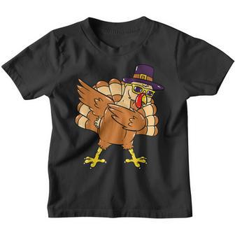 Dabbing Turkey Thanksgiving Day Pilgrim Boys Girls Funny Dab V5 Youth T-shirt - Thegiftio UK