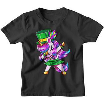 Dabbing Unicorn Jester Hat Mask Mardi Gras Festival Kids V2 Youth T-shirt - Seseable