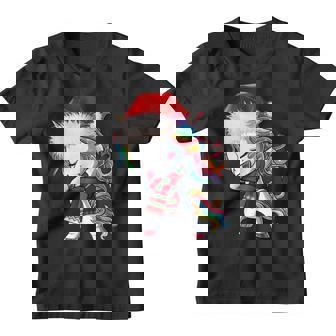 Dabbing Unicorn Santa Hat Christmas Funny Gifts Kids Girls V3 Youth T-shirt - Thegiftio