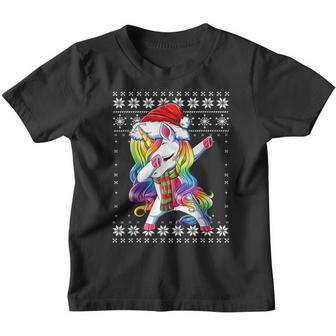 Dabbing Unicorn Santa Sweater Christmas Ugly Kids Girls V3 Youth T-shirt - Thegiftio UK