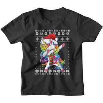 Dabbing Unicorn Santa Sweater Christmas Ugly Kids Girls Womens Youth T-shirt - Monsterry UK