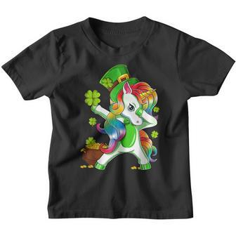 Dabbing Unicorn St Patricks Day Irish Shamrock Girls Kids Youth T-shirt - Seseable