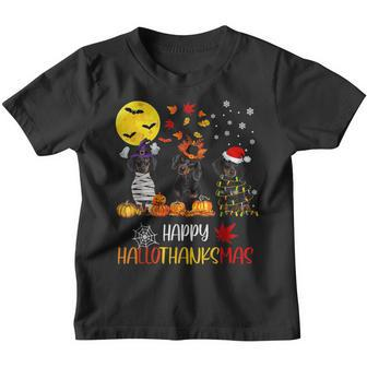 Dachshund Halloween Happy Hallothanksmas Autumn Thanksgiving Youth T-shirt - Thegiftio UK