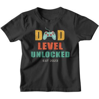 Dad Level Unlocked Est 2023 Fathers Day For Men Boys Gift Youth T-shirt - Thegiftio UK