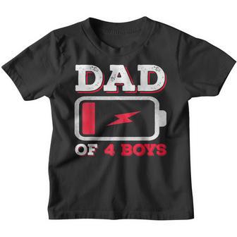 Dad Of Four Boys Fathers Day Daddy Of 4 Sons Father Youth T-shirt - Thegiftio UK