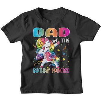 Dad Of The Birthday Princess Gift Dabbing Unicorn Girl Youth T-shirt - Thegiftio UK