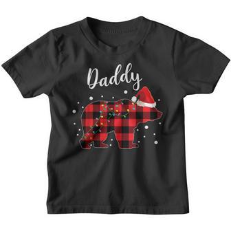 Daddy Bear Christmas Pajama Red Buffalo Plaid Family Youth T-shirt - Thegiftio UK