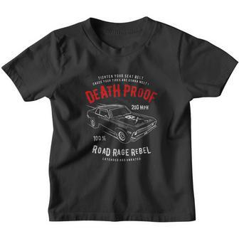 Death Proof Distressed Muscle Car Racing Vintage Skull Lightning Bolts Youth T-shirt - Thegiftio UK