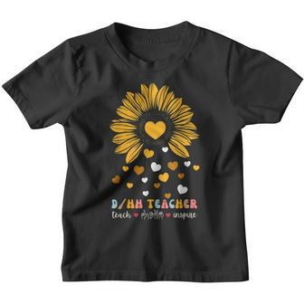 DHh Teacher Deaf And Hard Of Hearing Asl Sunflower Heart Youth T-shirt - Thegiftio UK