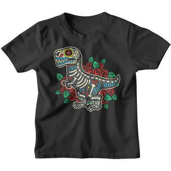 Dia De Muertos Trex Sugar Skull Mexican Halloween Dinosaur Youth T-shirt - Thegiftio UK