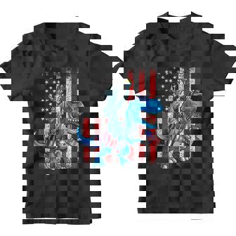 Dino Statue Of Liberty 4Th Of July Boys American Flag Youth T-shirt | Mazezy