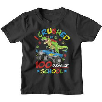 Dinosaur 100 Days School Crushed 100 Days Of School Youth T-shirt - Seseable