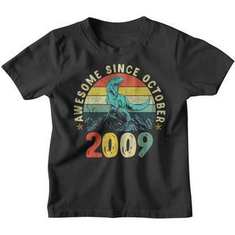 Dinosaur 10Th Birthday Boy Gift Awesome Since October 2009 Youth T-shirt | Mazezy