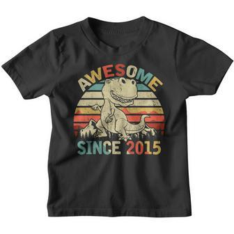 Dinosaur 4Th Birthday Boy Gift Awesome Since 2015 Youth T-shirt | Mazezy