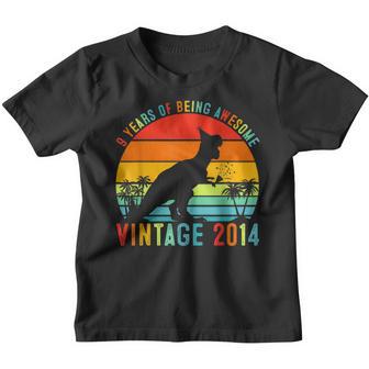 Dinosaur Awesome Since 2014 9Th Birthday Boy 9 Year Old Gift Youth T-shirt - Thegiftio UK