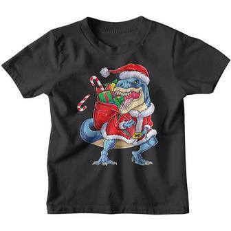 Dinosaur Christmas Santa Claus T Rex Boys Men Funny Xmas Youth T-shirt - Thegiftio UK