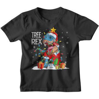 Dinosaur Christmas Tree Rex Pajamas Men Boys Xmas Lights Youth T-shirt - Thegiftio UK