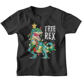 Dinosaur Christmas Tree Rex Pajamas Men Boys Xmas Lights Youth T-shirt - Seseable