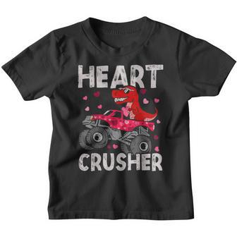 Dinosaur Monster Truck T Rex Valentines Hearts Toddlers Kids Youth T-shirt - Thegiftio UK