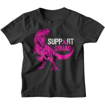 Dinosaur Ribbon Pink Support Squad Breast Cancer Awareness Youth T-shirt - Thegiftio UK