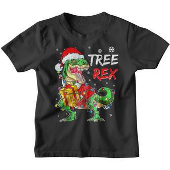 Dinosaur Santa For Boys Girls Christmas Tree Lights V2 Youth T-shirt - Thegiftio UK