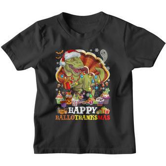 Dinosaur T Rex Halloween Christmas Happy Hallothanksmas Youth T-shirt - Thegiftio UK