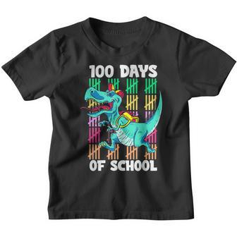 Dinosaur T Rex Happy 100 Days Of School Teacher Boys Kids Youth T-shirt - Seseable