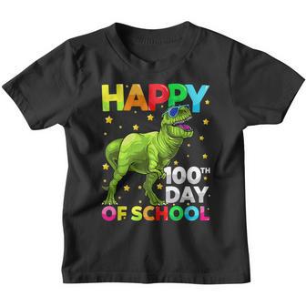 Dinosaur T Rex Happy 100Th Day Of School Dino Kids 100 Days Youth T-shirt - Thegiftio UK