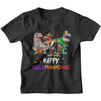 Dinosaur T Rex Happy Hallothanksmas Halloween Boys Youth T-shirt - Thegiftio UK