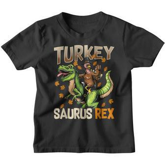 Dinosaur Thanksgiving Boys Turkey Saurus Dinosaur Pilgrim Youth T-shirt - Thegiftio UK