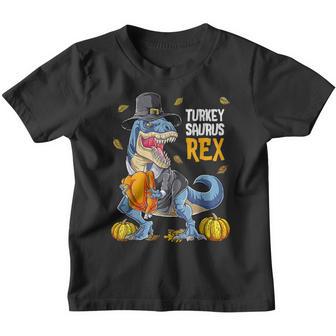 Dinosaur Thanksgiving Boys Turkey Saurus T Rex Pilgrim Men V12 Youth T-shirt - Thegiftio UK