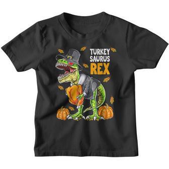 Dinosaur Thanksgiving Boys Turkey Saurus T Rex Pilgrim Men V5 Youth T-shirt - Thegiftio UK