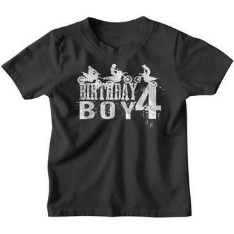 Dirt Bike Birthday Boy 4 Years Old 4Th B-Day Boys Party Youth T-shirt - Thegiftio UK