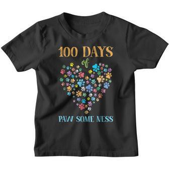 Dog Paw 100 Days Of School Animal Funny Youth T-shirt - Thegiftio UK