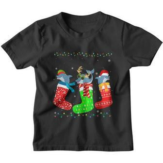 Dolphin In Xmas Socks Funny Holiday Ugly Sweater Christmas Meaningful Gift Youth T-shirt - Monsterry DE