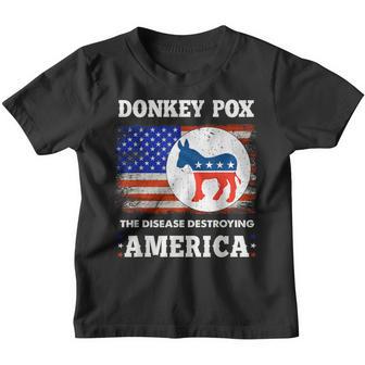 Donkey Pox The Disease Destroying America Usa Flag Donkeypox V8 Youth T-shirt - Thegiftio UK