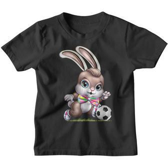 Easter Bunny Rabbit Soccer With Football For Boys Youth T-shirt | Mazezy