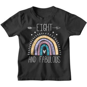 Eight And Fabulous 8Th Birthday Gifts Girls 8 Year Rainbow Youth T-shirt - Thegiftio UK