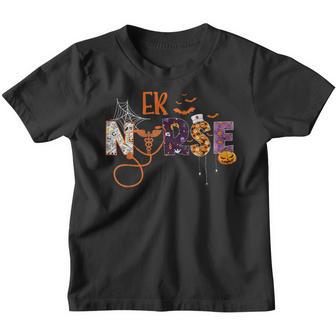 Emergency Nurse Er Nurse Halloween Spooky Season Nursing Youth T-shirt - Thegiftio UK