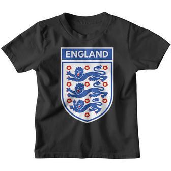 England 1982 Football Team Three Heraldic Lions Sheild Youth T-shirt - Thegiftio UK