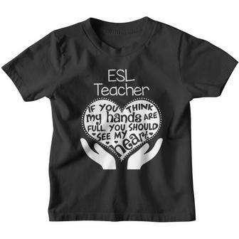 Esl Esol Teacher Heart Hands School Team Group Gift Youth T-shirt - Thegiftio UK