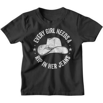 Every Girl Needs A Little Rip In Her Jeans Funny V2 Youth T-shirt - Thegiftio UK