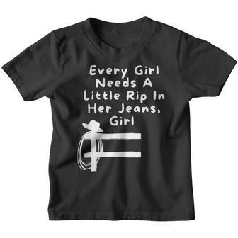 Every Girl Needs A Little Rip In Her Jeans Girl 2023 V2 Youth T-shirt - Thegiftio UK