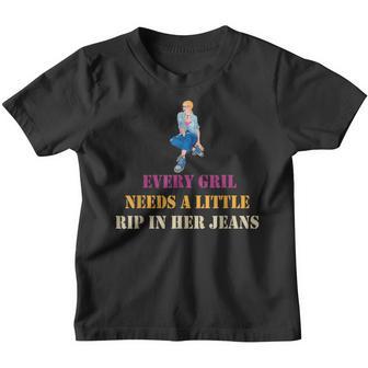 Every Girl Needs A Little Rip In Her Jeans Retro Vintage V2 Youth T-shirt - Thegiftio UK