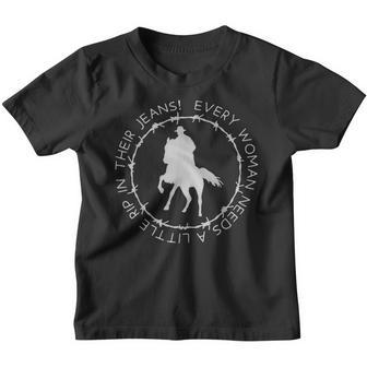 Every Girl Needs A Little Rip In Their Jeans Horse Cowboys Youth T-shirt - Thegiftio UK